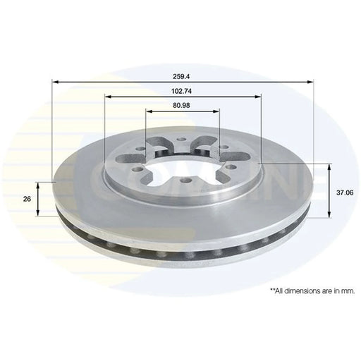 Comline 2 x Internally Vented Front Brake Discs ADC0220V