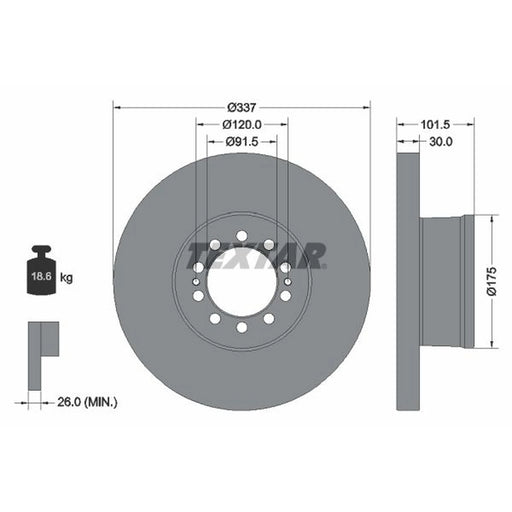 Textar 2 x Solid Front Brake Discs 93308600