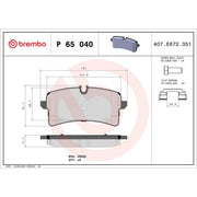 Brembo 4 x Rear Brake Pad Set P65040