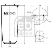 Febi Air Suspension Bellow 286mm Rear Right 20503