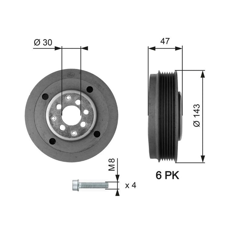 Gates Crank Shaft Belt Pulley TVD1014A