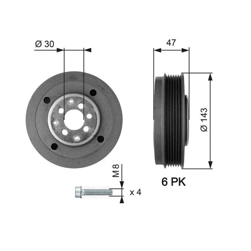 Gates Crank Shaft Belt Pulley TVD1014A