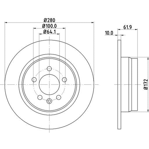 DON 2 x Solid Rear Brake Discs PCD19072