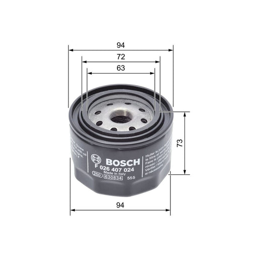 Genuine Bosch Car Oil Filter P7024 Fits Iveco Daily 35C14P - 2.3 - 16- F02640702 Bosch  - Town Parts