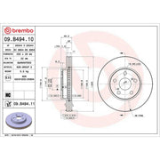 Brembo 2 x Internally Vented Front Brake Discs 09.B494.11
