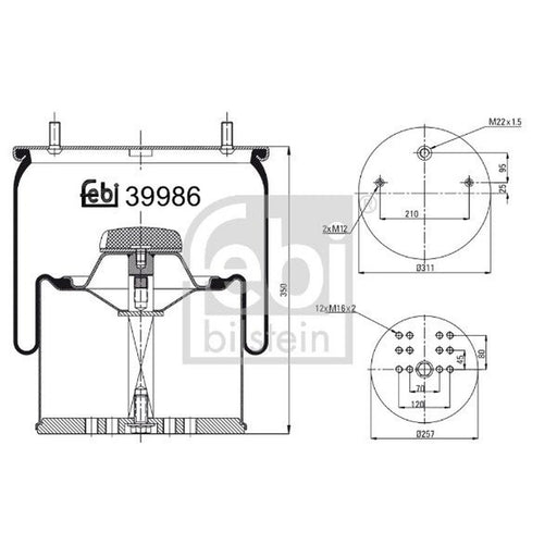 Febi Air Suspension Bellow 250mm 39986