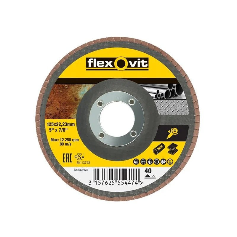 Flexovit Flap Disc For Angle Grinders 40G 115-125mm