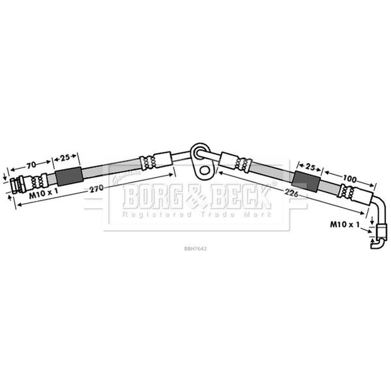 Borg & Beck Brake Hydraulic Hose Line Front Left BBH7642