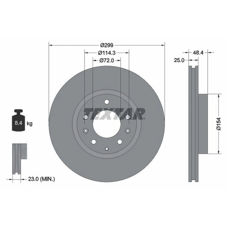 Textar 2 x Internally Vented Front Brake Discs 92180703