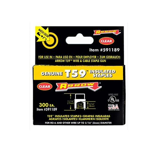 Arrow T59 Insulated Staples Clear 8 x 8mm (Box 300) - A591189