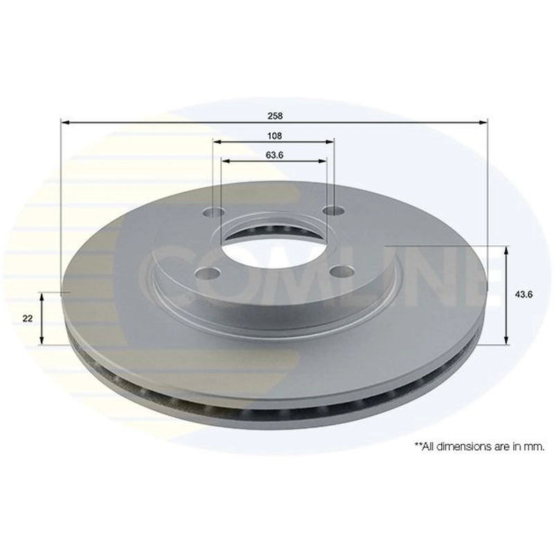 Comline 2 x Internally Vented Front Brake Discs ADC1206V