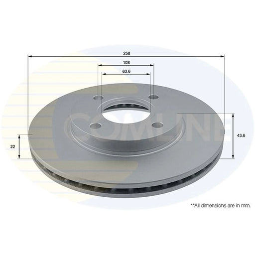 Comline 2 x Internally Vented Front Brake Discs ADC1206V