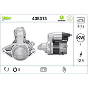 Valeo Starter Motor 12V 1kW 9 Teeth 438313