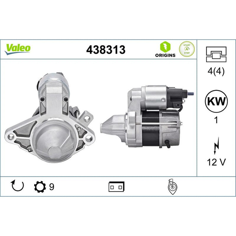 Valeo Starter Motor 12V 1kW 9 Teeth 438313
