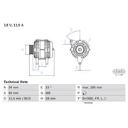 Bosch Car Alternator 12V 0 986 083 550