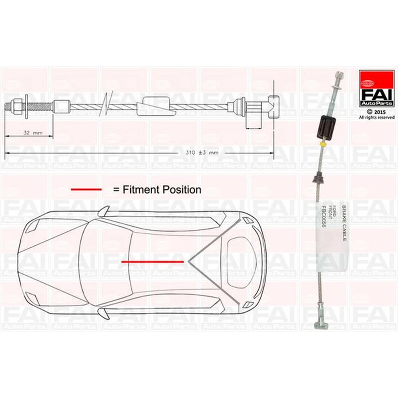 FAI Handbrake Cable Front FBC0056