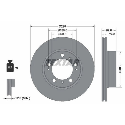 Textar 2 x Internally Vented Front Brake Discs 92088803