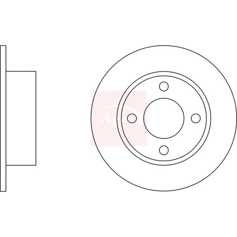 Apec 2 x Solid Rear Brake Discs DSK155