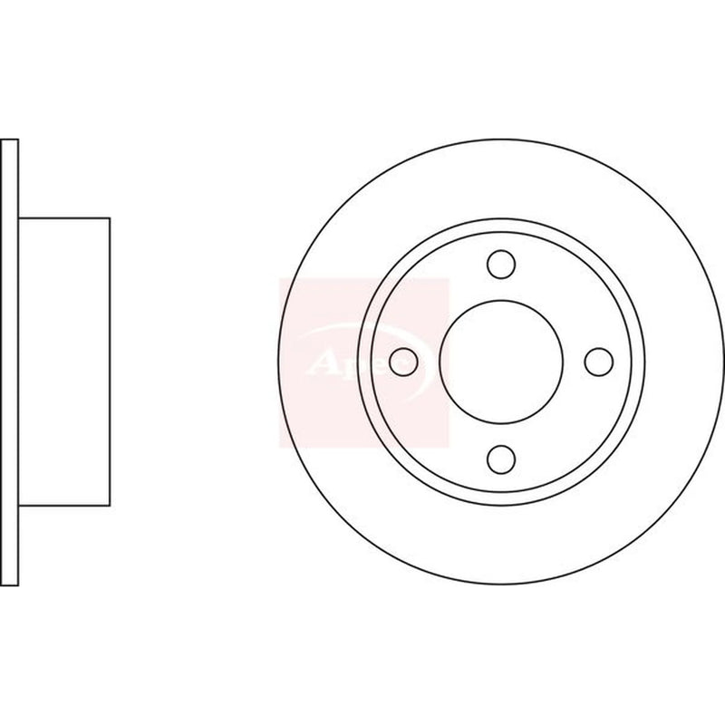Apec 2 x Solid Rear Brake Discs DSK155