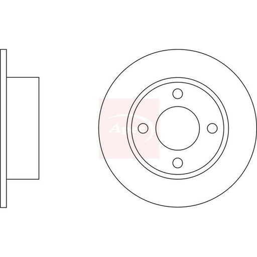 Apec 2 x Solid Rear Brake Discs DSK155