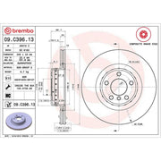 Brembo Aluminium Rear Brake Disc Hub Brake Discs 09.C396.13