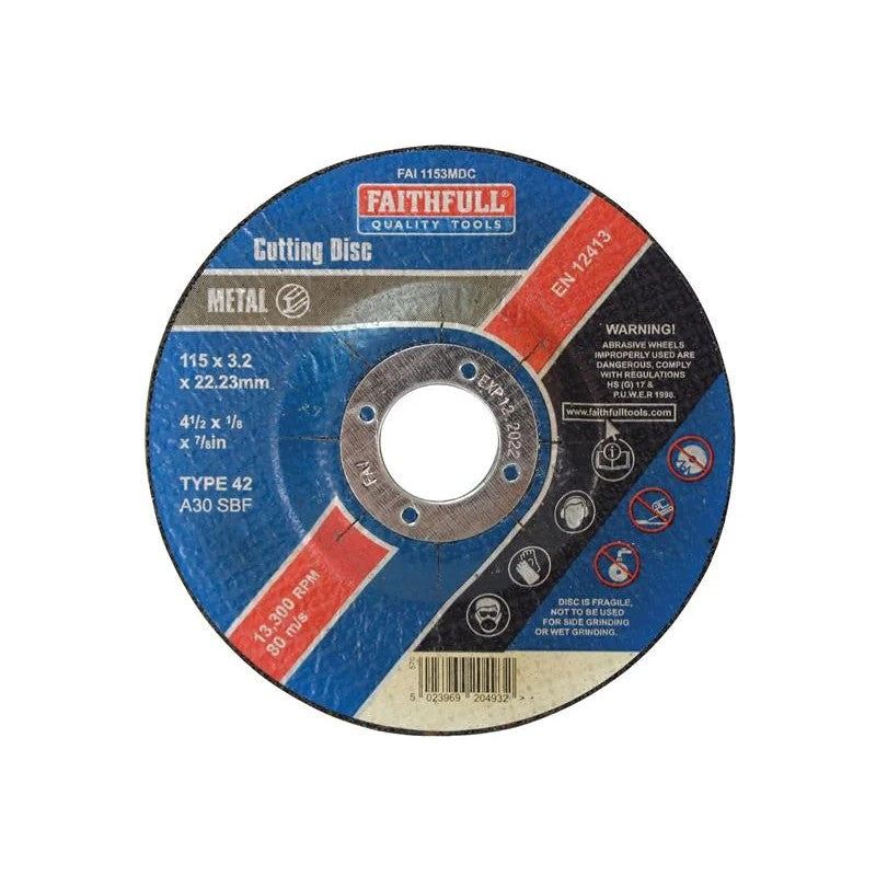 Faithfull Depressed Centre Metal Cutting Disc 115 x 3.2 x 22.23mm - FAI1153MDC