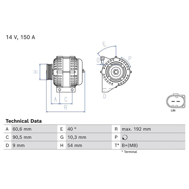 Bosch Car Alternator 12V 0 986 086 970