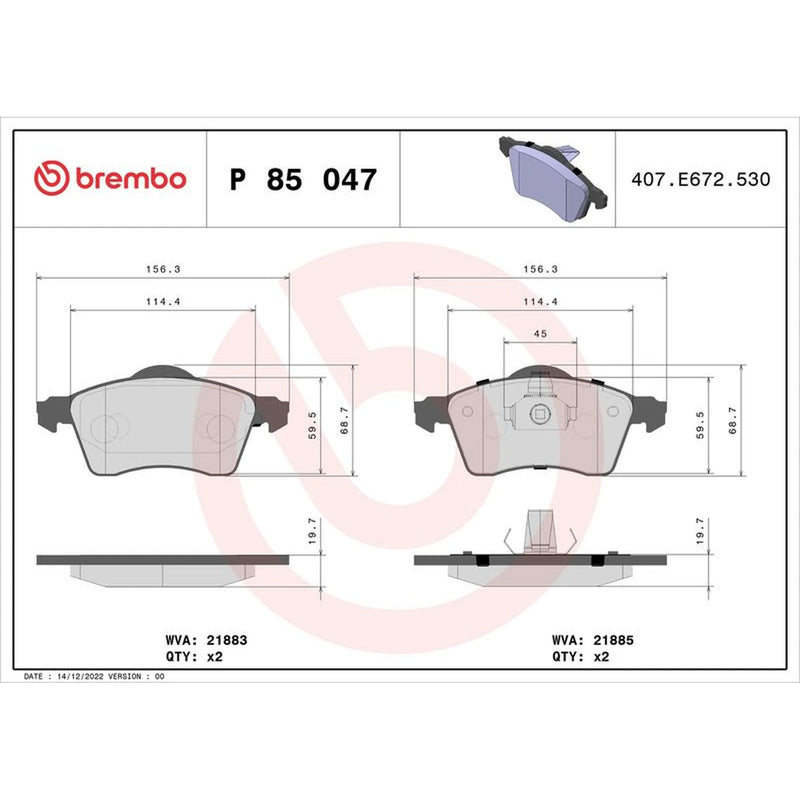 Brembo Front Brake Pad Set P85047