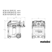 Metabo AS 36-18 M 30 PC-CC M-Class Vacuum Cleaner 18V Bare Unit - 602074850