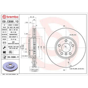 Brembo 2 x Internally Vented Front Brake Discs 09.C896.11
