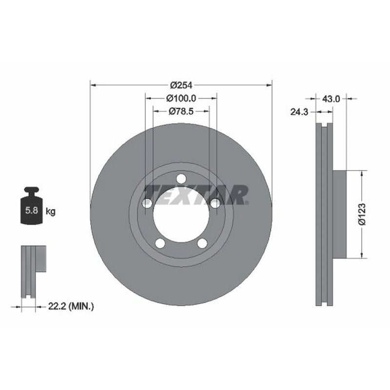 Textar 2 x Vented Front Brake Discs 92088100
