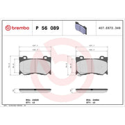 Brembo 4 x Front Brake Pad Set P56089