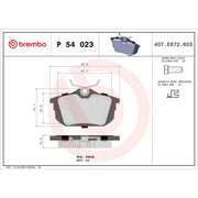 Brembo 4 x Rear Brake Pad Set P54023