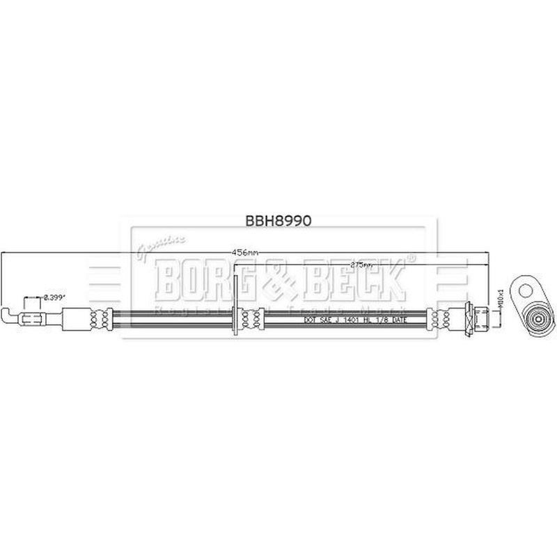 Borg & Beck Brake Hydraulic Hose Line Front Right BBH8990