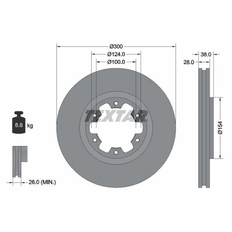 Textar 2 x Vented Front Brake Discs 92109500