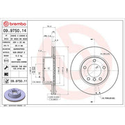 Brembo 2 x Internally Vented Front Brake Discs 09.9750.11