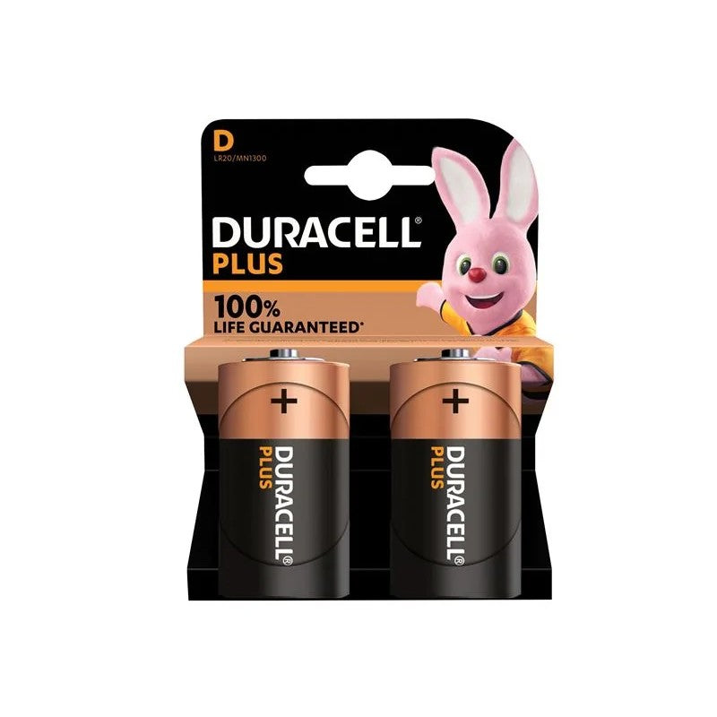 Duracell D Cell +100% Plus Power Batteries (Pack 2) - S18714