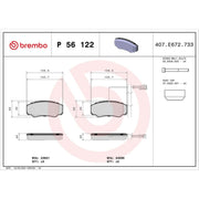 Brembo 4 x Rear Brake Pad Set P56122