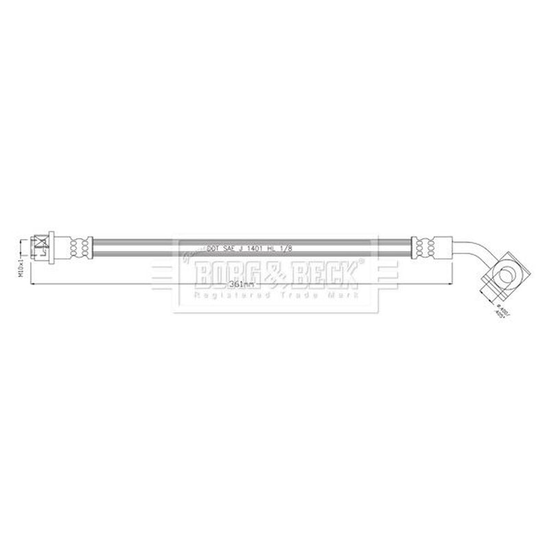 Borg & Beck Brake Hydraulic Hose Line Rear R BBH8933
