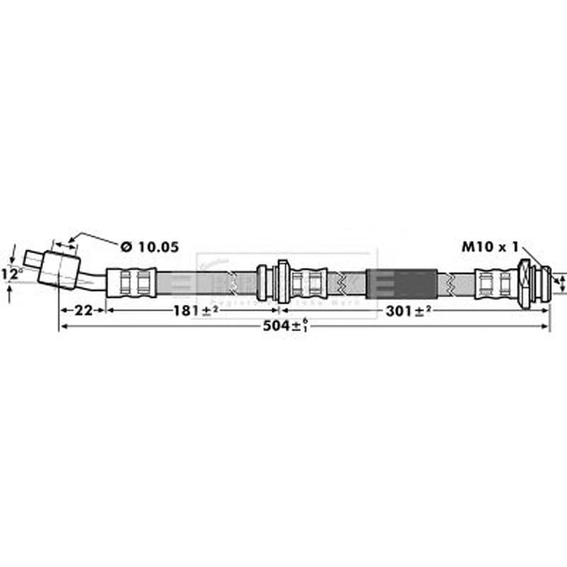 Borg & Beck Brake Hydraulic Hose Line Front Left BBH7143