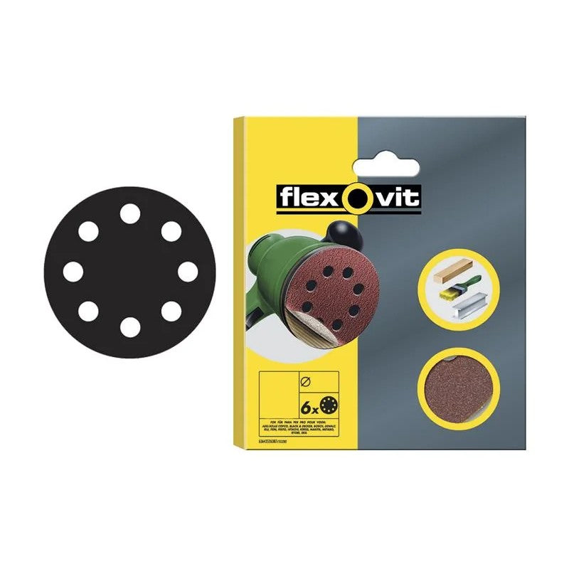 Flexovit Hook & Loop Sanding Disc Assorted (Pack 6) 115-150mm