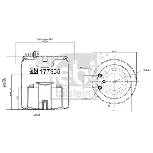 Febi Air Suspension Bellow 259mm Rear 177935