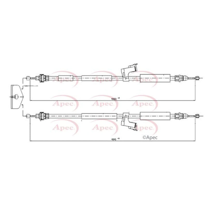 Apec Handbrake Cable Left Rear CAB1620