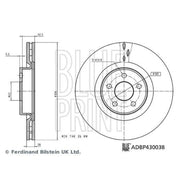Blue Print 2 x Internally Vented Front Brake Discs ADBP430038