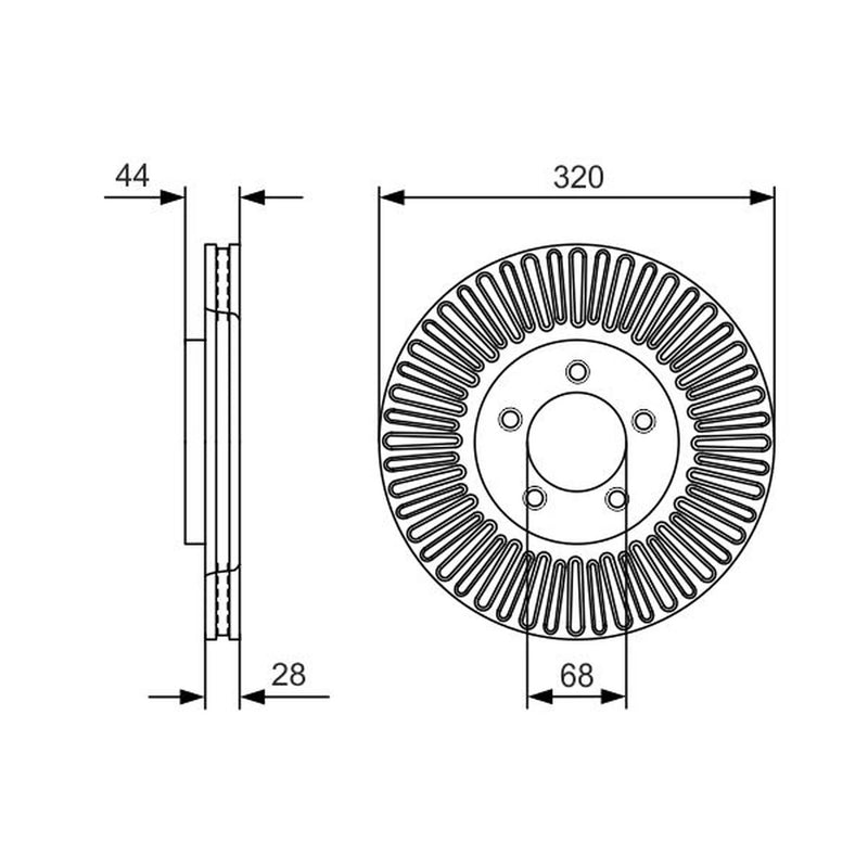Bosch 2 x Vented Front Brake Discs 0 986 479 D19