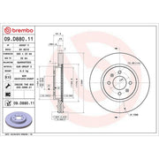 Brembo 2 x Internally Vented Front Brake Discs 09.D880.11