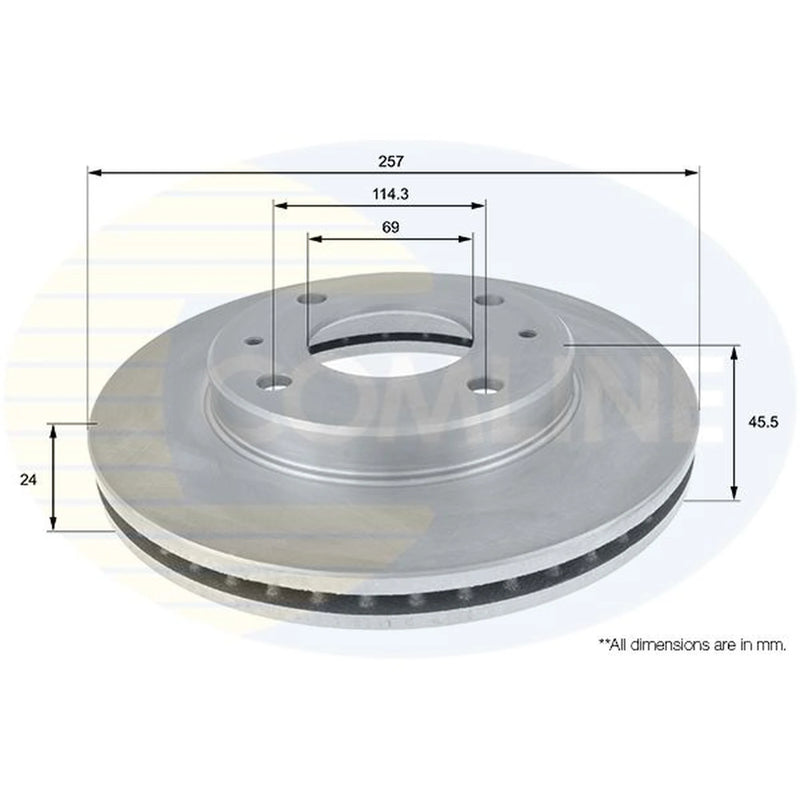 Comline 2 x Internally Vented Front Brake Discs ADC1035V