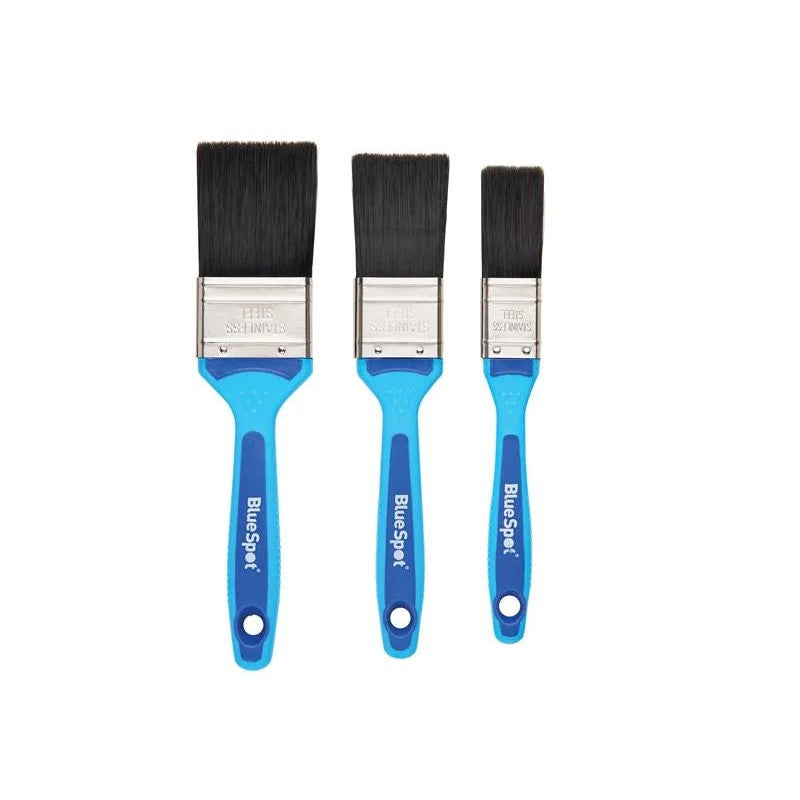 BlueSpot Tools Soft Grip Synthetic Paint Brush Set, 3 Piece - 36011