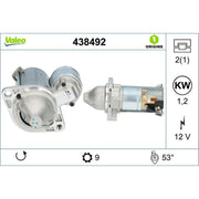 Valeo Starter Motor 12V 1.2kW 9 Teeth 438492