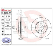 Brembo 2 x Internally Vented Front Brake Discs 09.D208.11